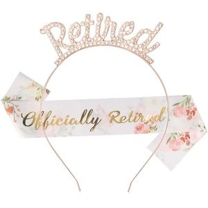 Retired Headband Rose Gold Crown and flower sash